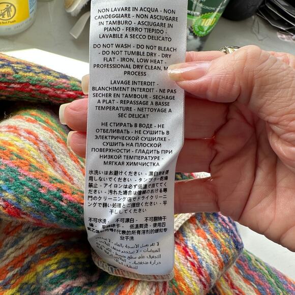 Stella McCartney Multicolor Zigzag Wool Women’s US 10 (EU 44) High Low Sweater - Picture 14 of 16